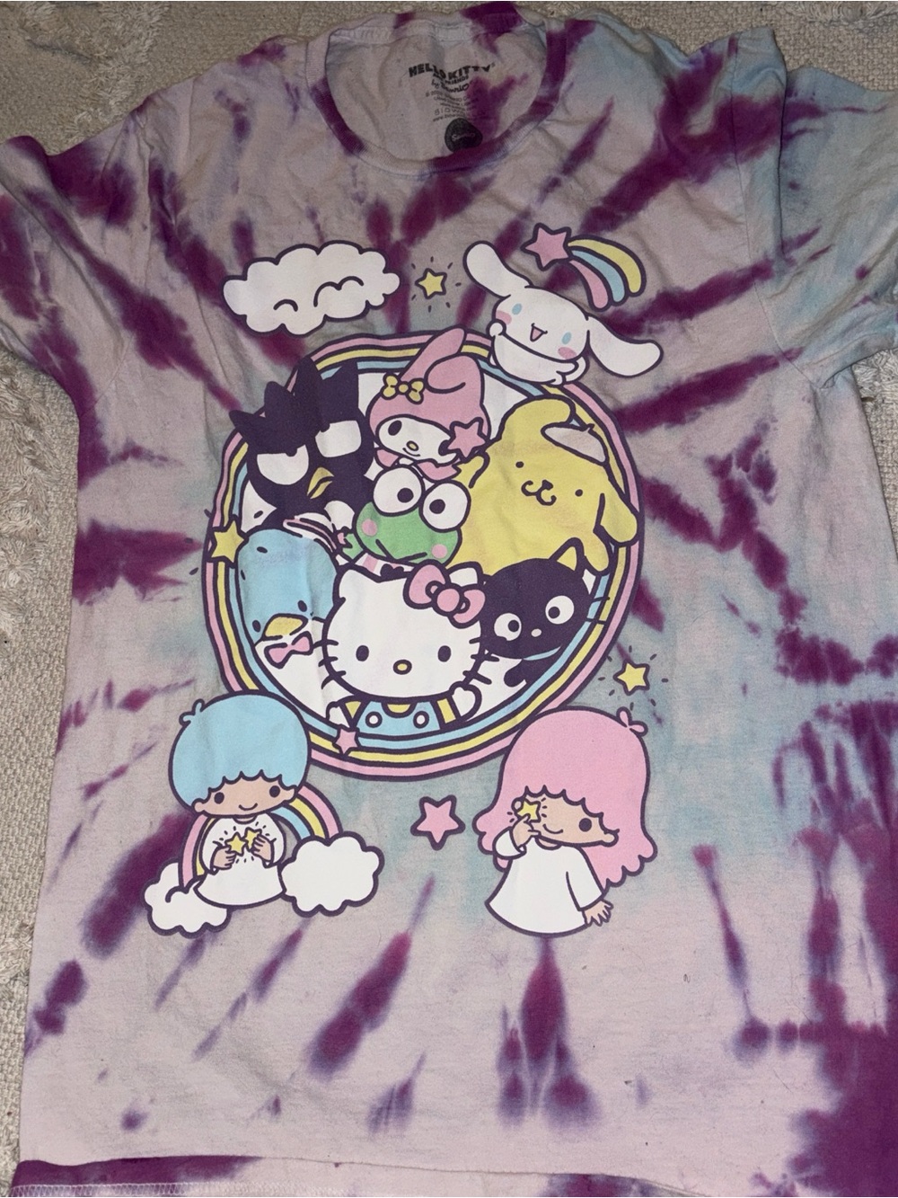 Hello Kitty Tie-Dye Short Sleeve Tee in Purple and Pink